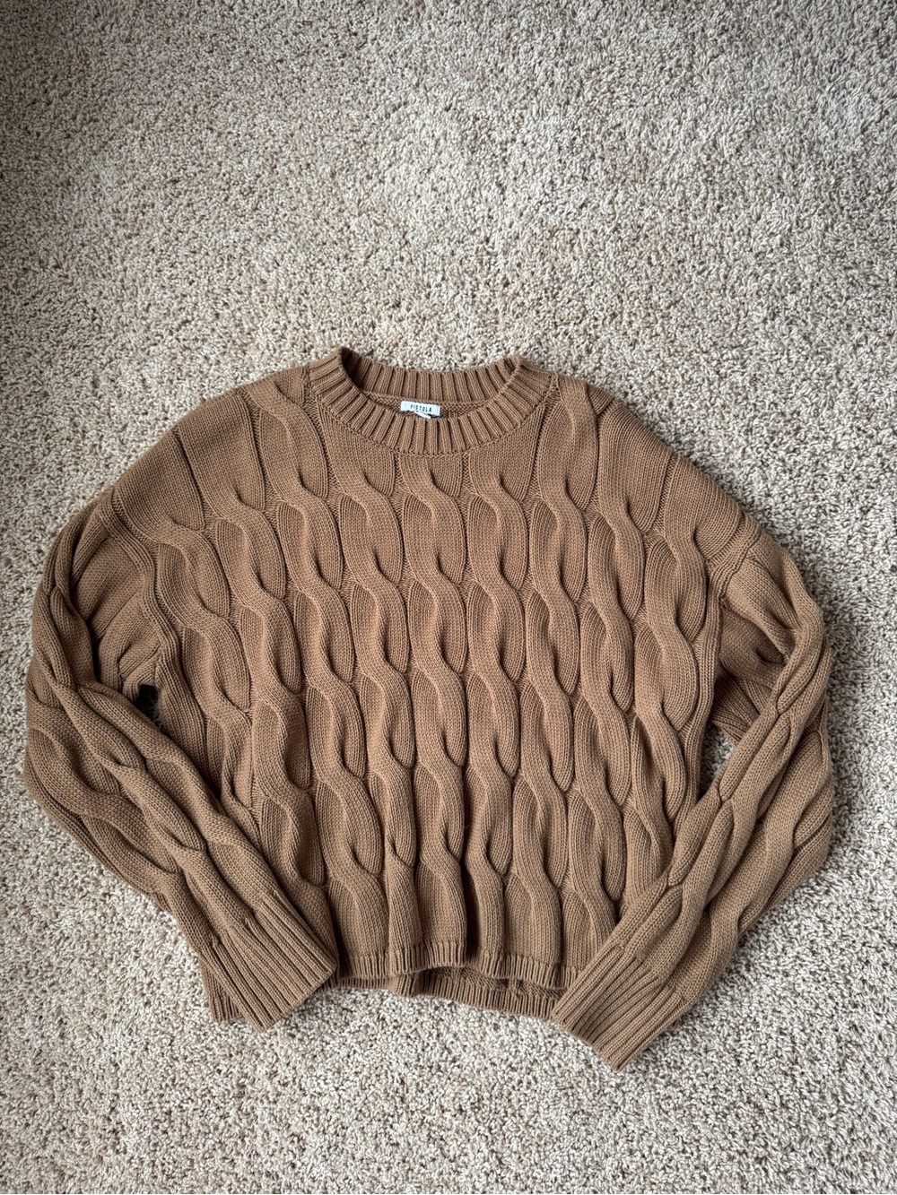 pistola Cable Knit Crewneck Sweater - Camel Brown